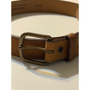 Cowhide Leather Belt Mens 34 Tan Good Made in Texas USA Brass Buckle